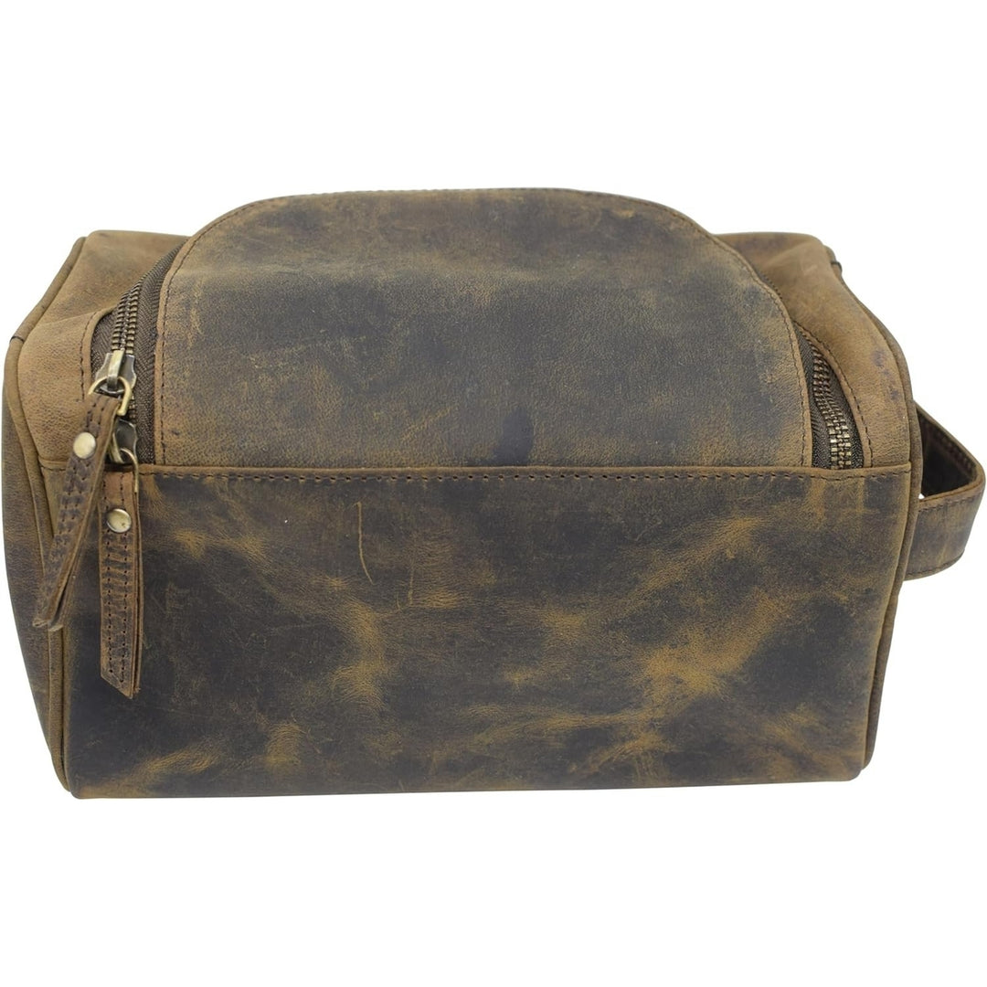 CAZORO Buffalo Vintage Leather Toiletry Bag I Genuine Leather Wash Bag for Men and Women I Cosmetic or Shaving Bag for Image 6