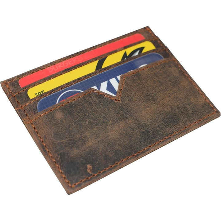 CAZORO Mens Vintage Leather Minimalist Card Case Front Pocket Wallet for Men Image 3