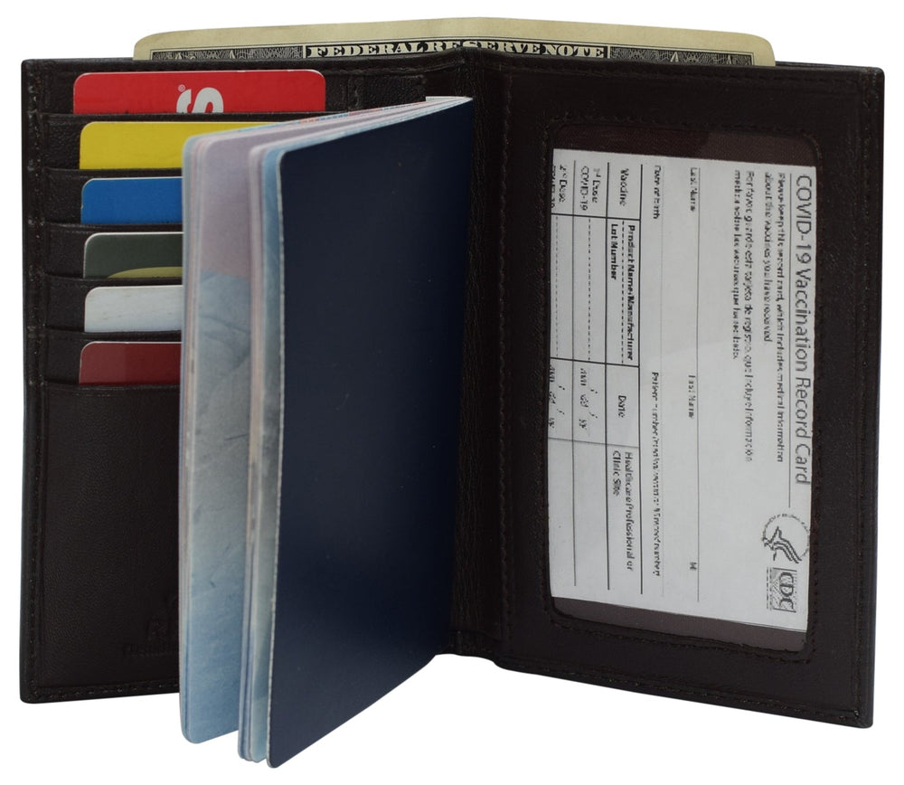 Genuine Leather Vaccination Passport Holder Cover Wallet RFID Blocking Vaccine Card Holder Passport Wallet Image 2