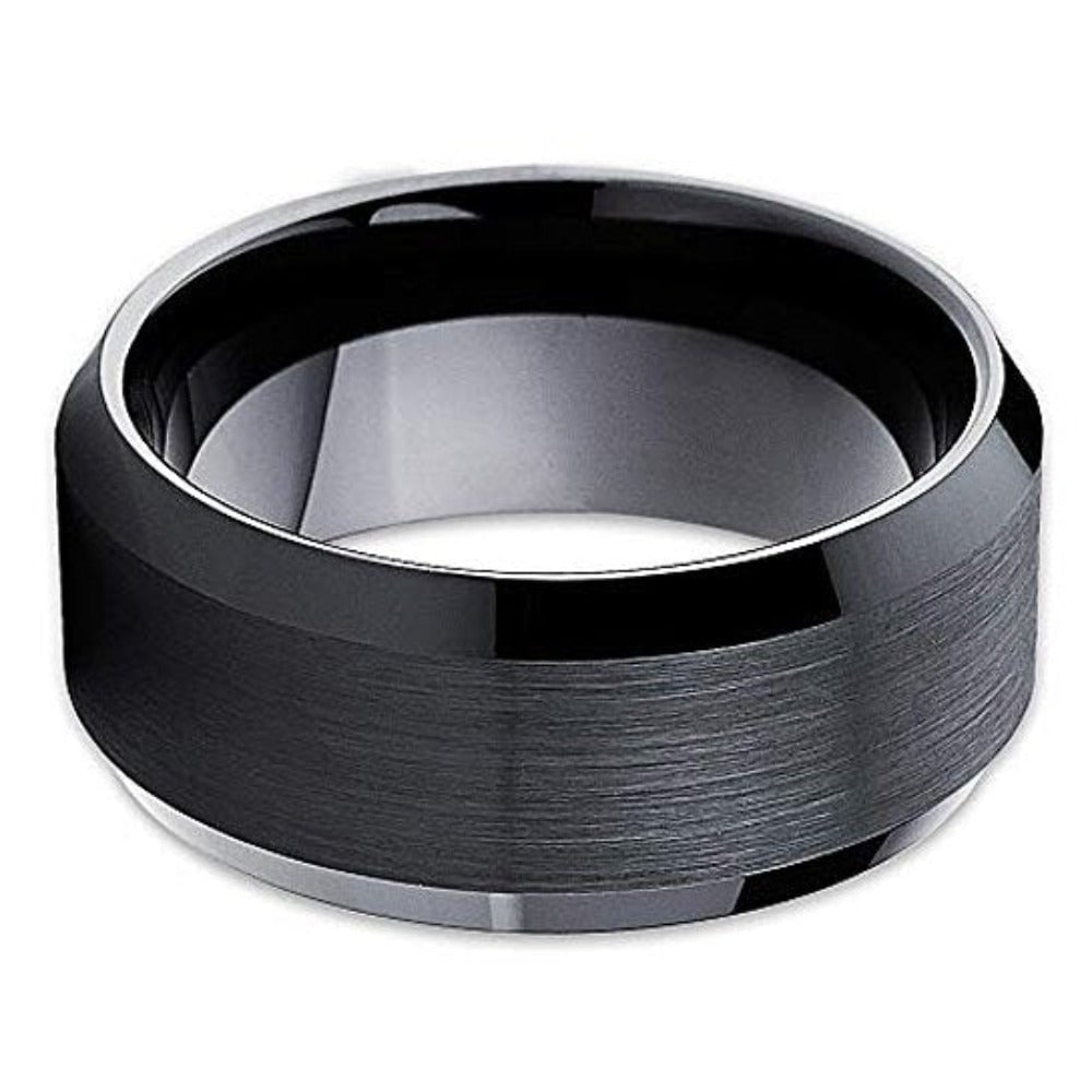 10mm Black Tungsten Carbide Wedding Ring Comfort Fit Hypoallergenic Size 7-15 Image 2