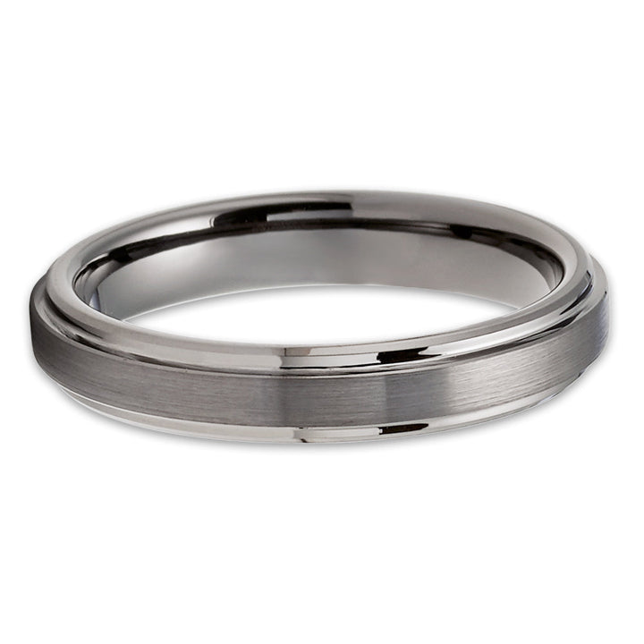 Tungsten Wedding Band 4mm Gunmetal Comfort Fit Ring Cobalt Free Hypoallergenic Image 2