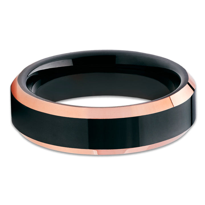 6mm Rose Gold Black Tungsten Ring Two Tone Comfort Fit Scratch Resistant Image 2