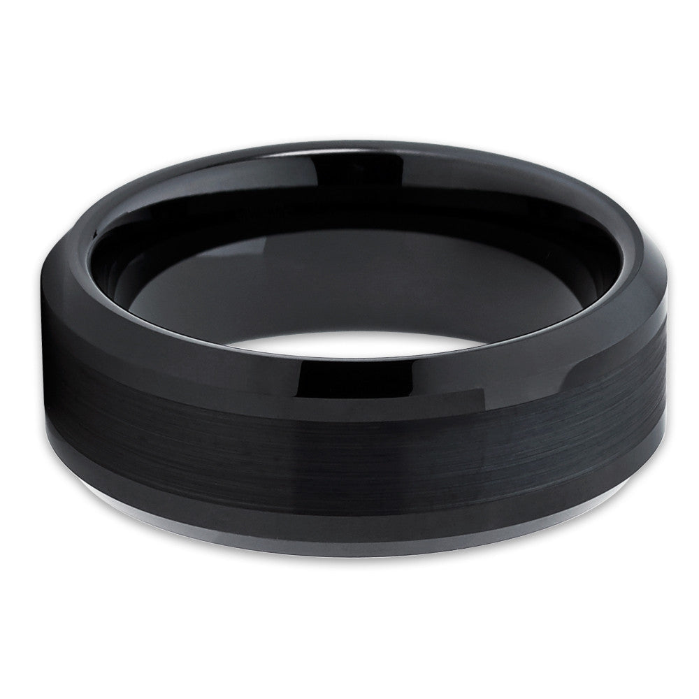 8mm Black Tungsten Ring Engagement Ring Black Wedding Ring Anniversary Image 2