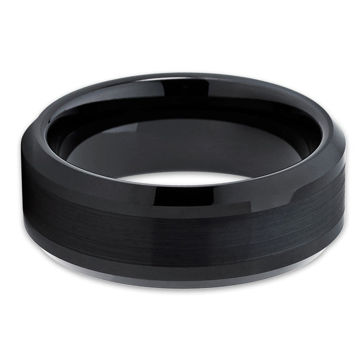 8mm Black Tungsten Ring Engagement Ring Black Wedding Ring Anniversary Image 2