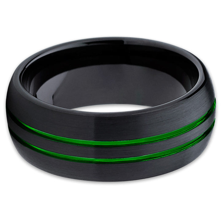 8mm Black Tungsten Ring Engagement Ring Green Tungsten Ring Black Ring Image 2
