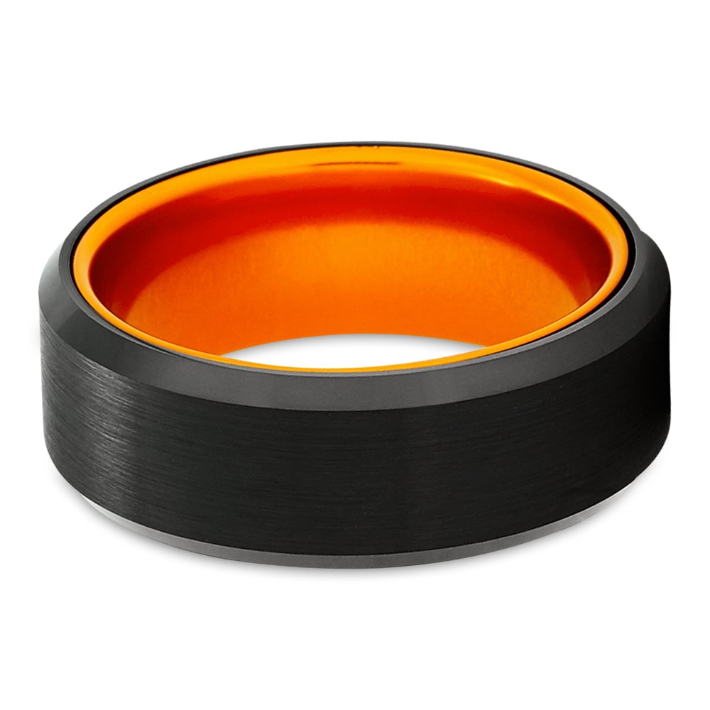 8mm Black Tungsten Ring Orange Tungsten Ring Engagement Ring Image 2