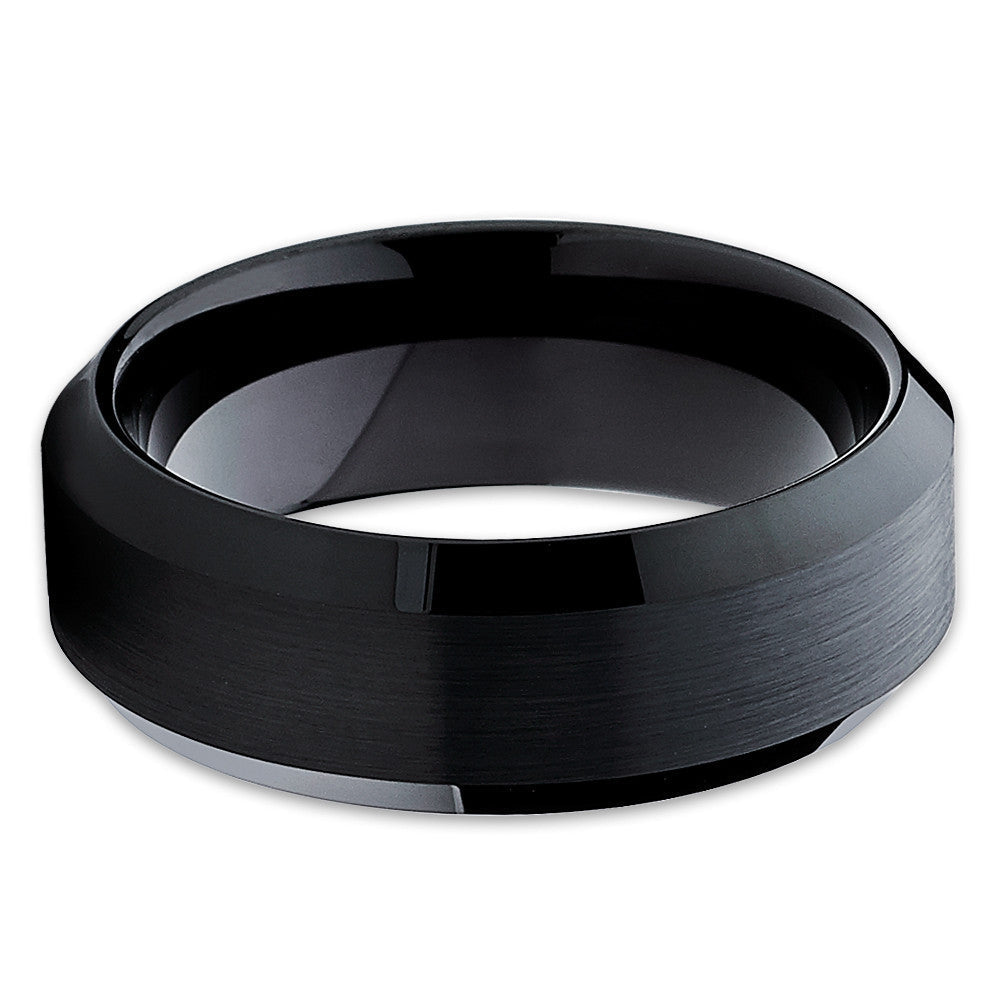 8mm Black Tungsten Ring Engagement Ring Tungsten Carbide Ring Image 2