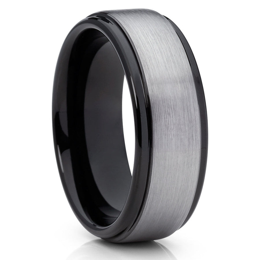 8mm Black Tungsten Ring Tungsten Carbide Ring Mans Wedding Ring Black Image 1