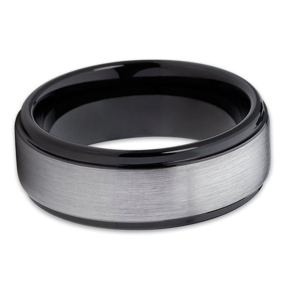 8mm Black Tungsten Ring Tungsten Carbide Ring Mans Wedding Ring Black Image 2