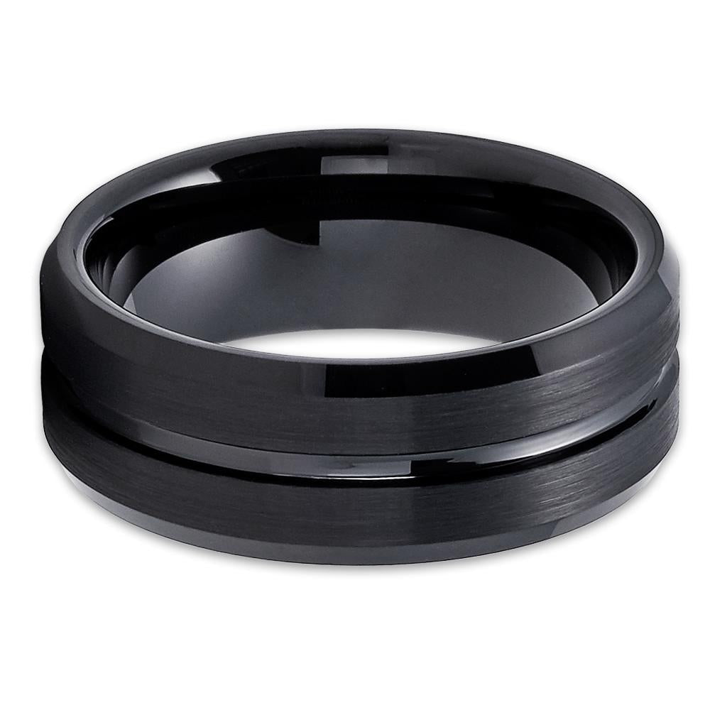 8mm Black Tungsten Ring Tungsten Carbide Ring Engagement Ring Anniversary Image 2