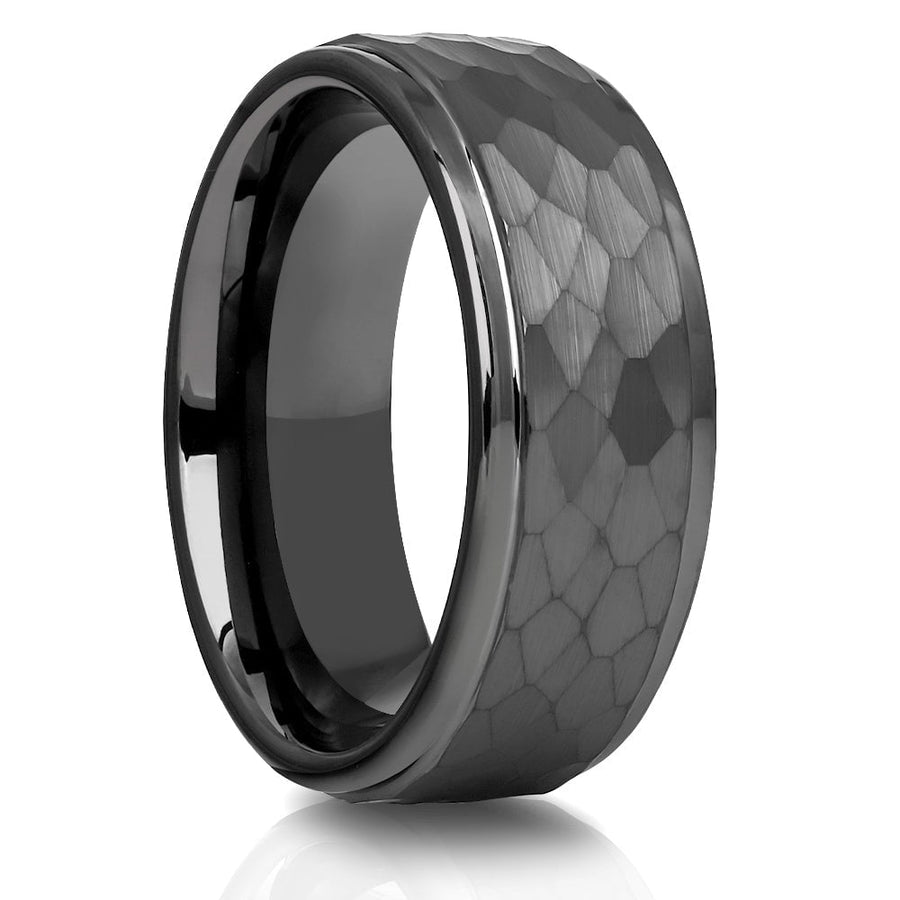 Gunmetal Tungsten Wedding Ring 8mm Hammered Comfort Fit Cobalt Free Anniversary Image 1