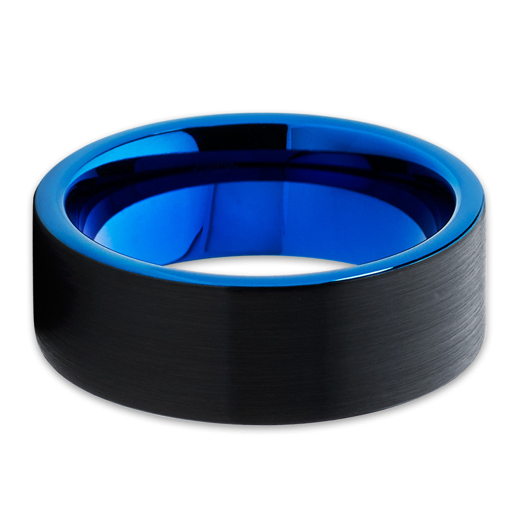 8mm Blue Tungsten Wedding Ring Black Tungsten Ring Engagement Ring Image 2