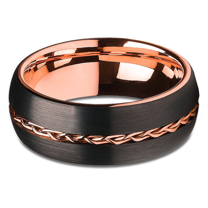 8mm Braid Wedding Ring Tungsten Wedding Ring Rose Gold Ring Image 2
