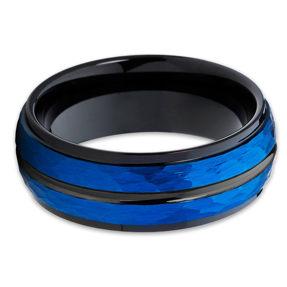 8mm Tungsten Wedding Ring Blue Tungsten Wedding Ring Anniversary Ring Back Image 2