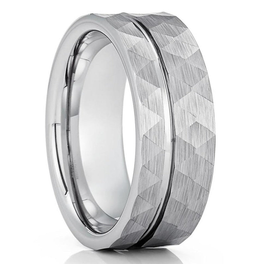 8mm Tungsten Wedding Ring Silver Tungsten Wedding Ring Anniversary Ring Engagement Image 1
