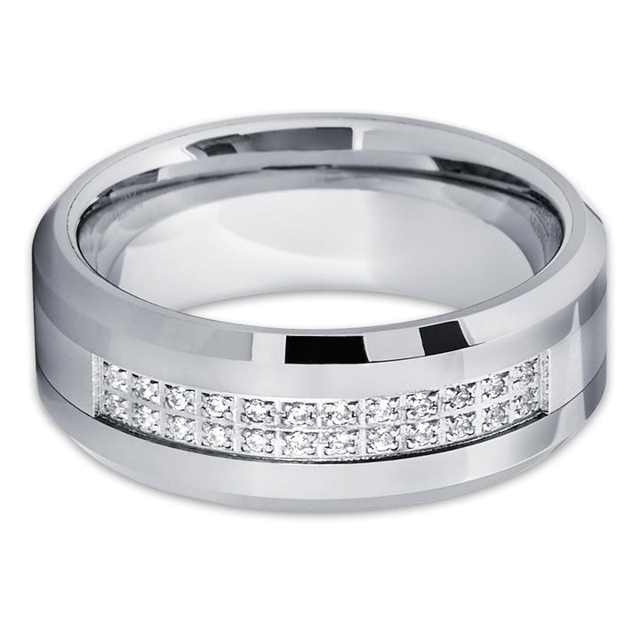 8mm Tungsten Wedding Ring CZ Wedding Ring Engagement Ring Image 2