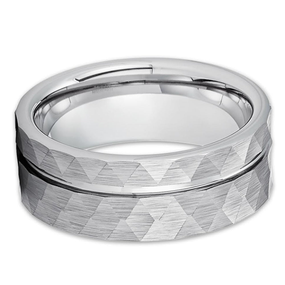 8mm Tungsten Wedding Ring Silver Tungsten Wedding Ring Anniversary Ring Engagement Image 2