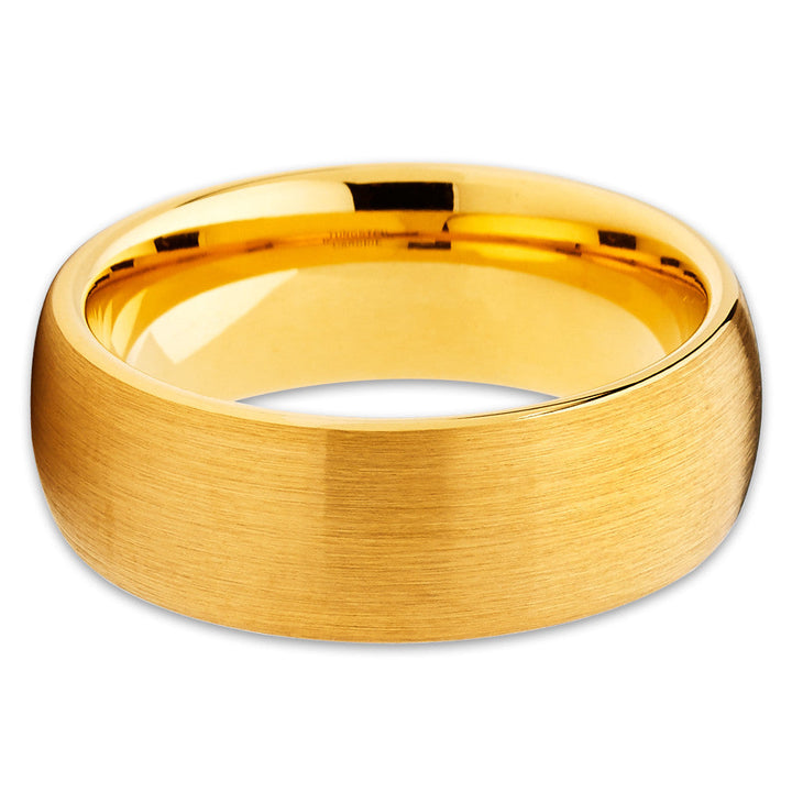 8mm Tungsten Wedding Ring Yellow Gold Wedding Ring Anniversary Ring Image 2