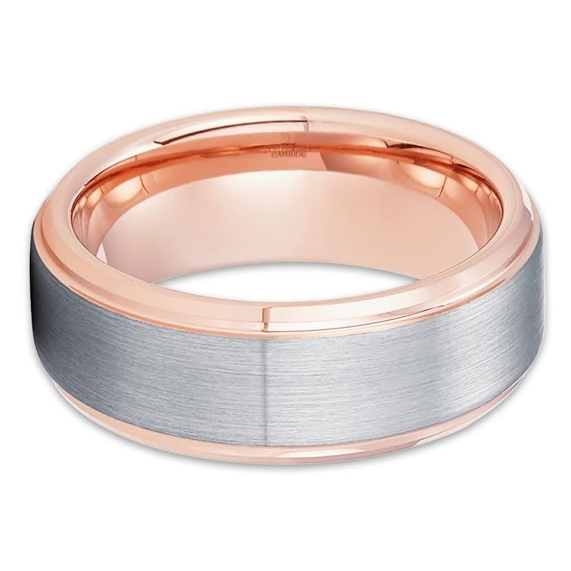 8mm Wedding Ring Rose Gold Tungsten Ring Engagement Ring Silver Ring Image 2