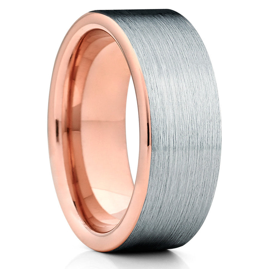 8mm Wedding Ring Rose Gold Wedding Ring Tungsten Carbide Ring Silver Image 1