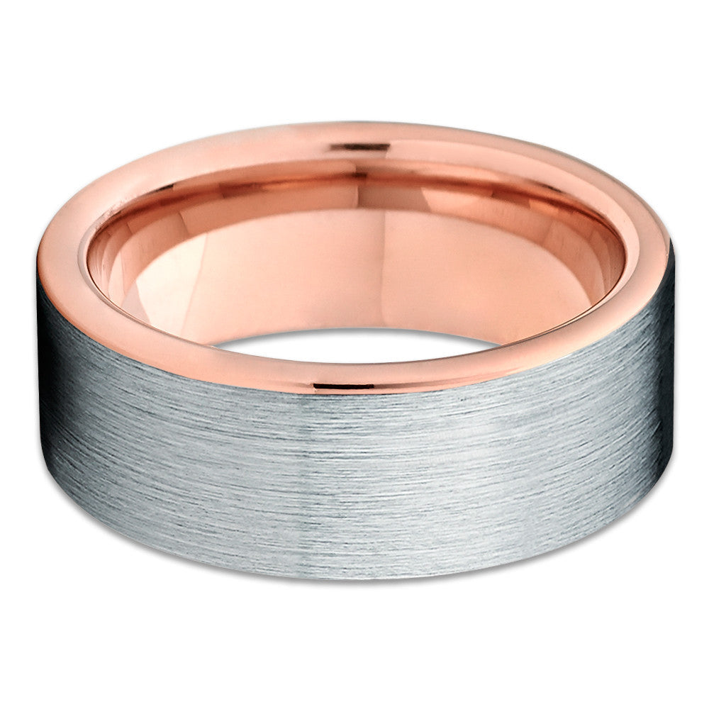 8mm Wedding Ring Rose Gold Wedding Ring Tungsten Carbide Ring Silver Image 2