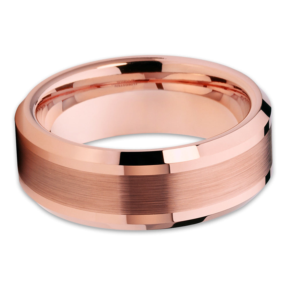 8mm Wedding Ring Rose Gold Tungsten Rings Engagement Ring Mans Ring Image 2