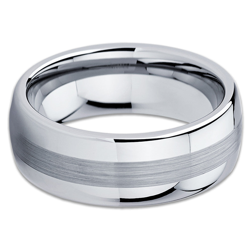 8mm Wedding Ring Silver Tungsten Ring Tungsten Carbide Rin Engagement Ring Image 2