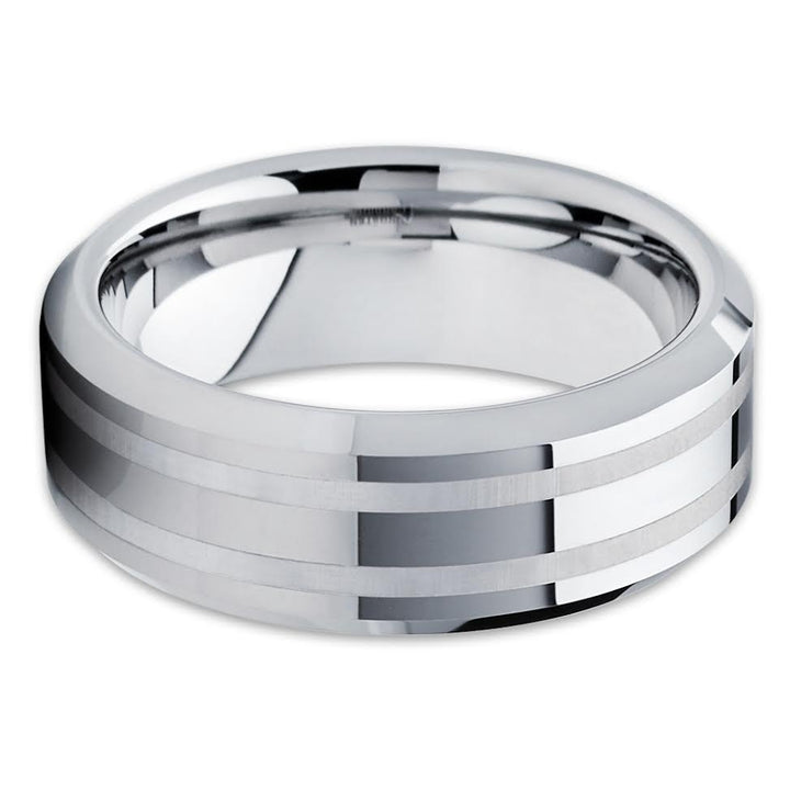8mm Wedding Ring Tungsten Wedding Ring Silver Wedding Ring Engagement Image 2
