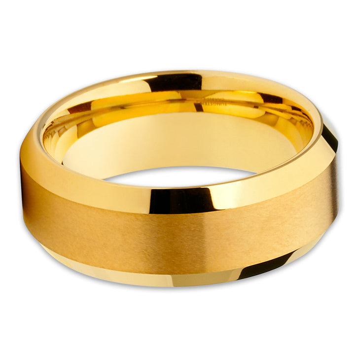 8mm Yellow Gold Tungsten Ring Engagement Ring Tungsten Carbide Ring Brush Image 2