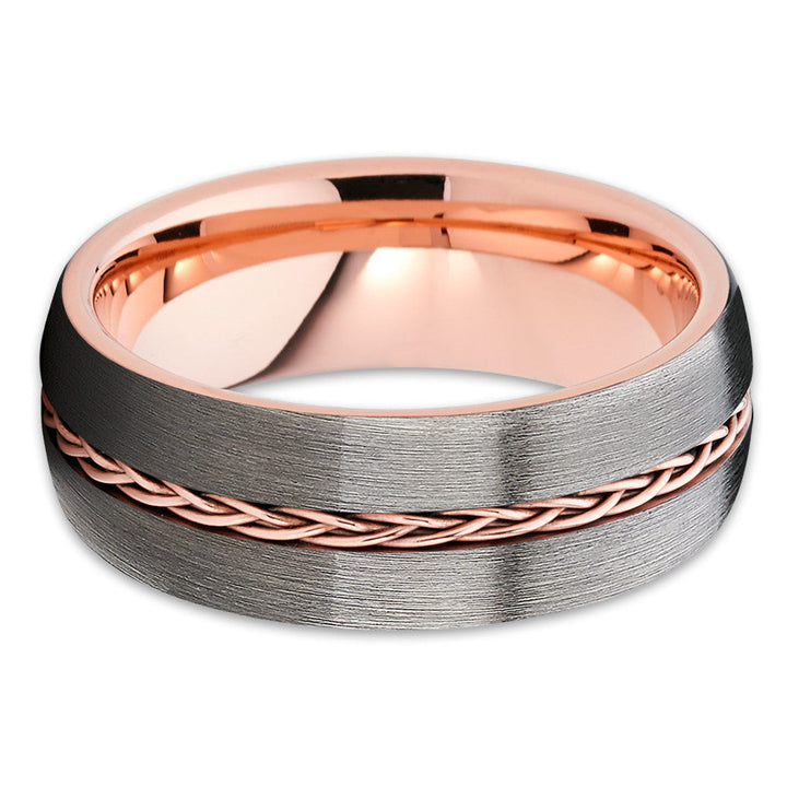 Gunmetal Rose Gold Tungsten Carbide Wedding Ring 8mm Comfort Fit Hypoallergenic Image 2