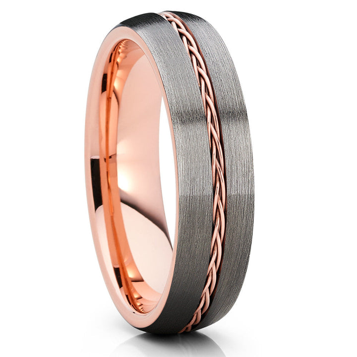 Gunmetal Rose Gold Tungsten Wedding Engagement Ring 6mm Comfort Fit Size 6-12 Image 1