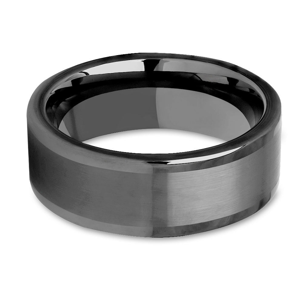 Gunmetal Tungsten Wedding Ring 8mm Brush Finish Anniversary Engagement Band Image 2