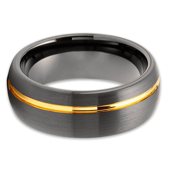 Gunmetal Yellow Gold Tungsten Wedding Ring 8mm Comfort Fit Anniversary Band Image 2