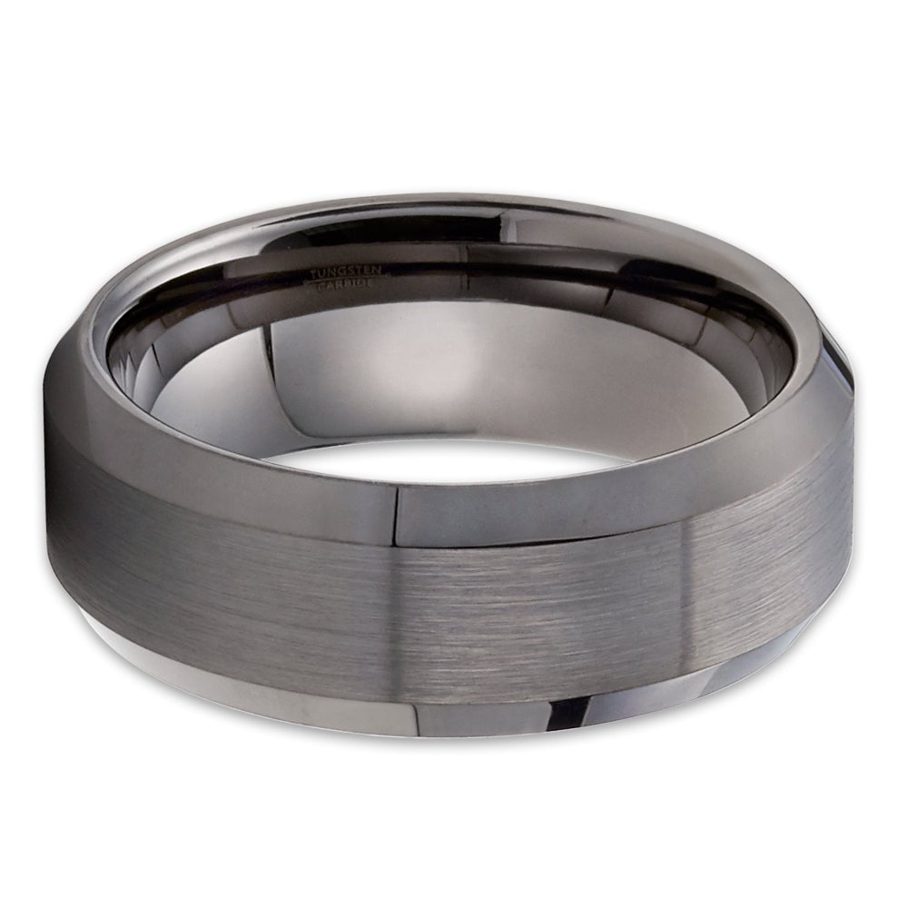 Gunmetal Tungsten Carbide Wedding Ring 8mm Comfort Fit Anniversary Band Image 2