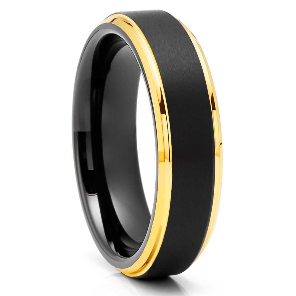 Black Tungsten Ring 6mm Wedding Ring Engagement Ring Anniversary Ring Image 1