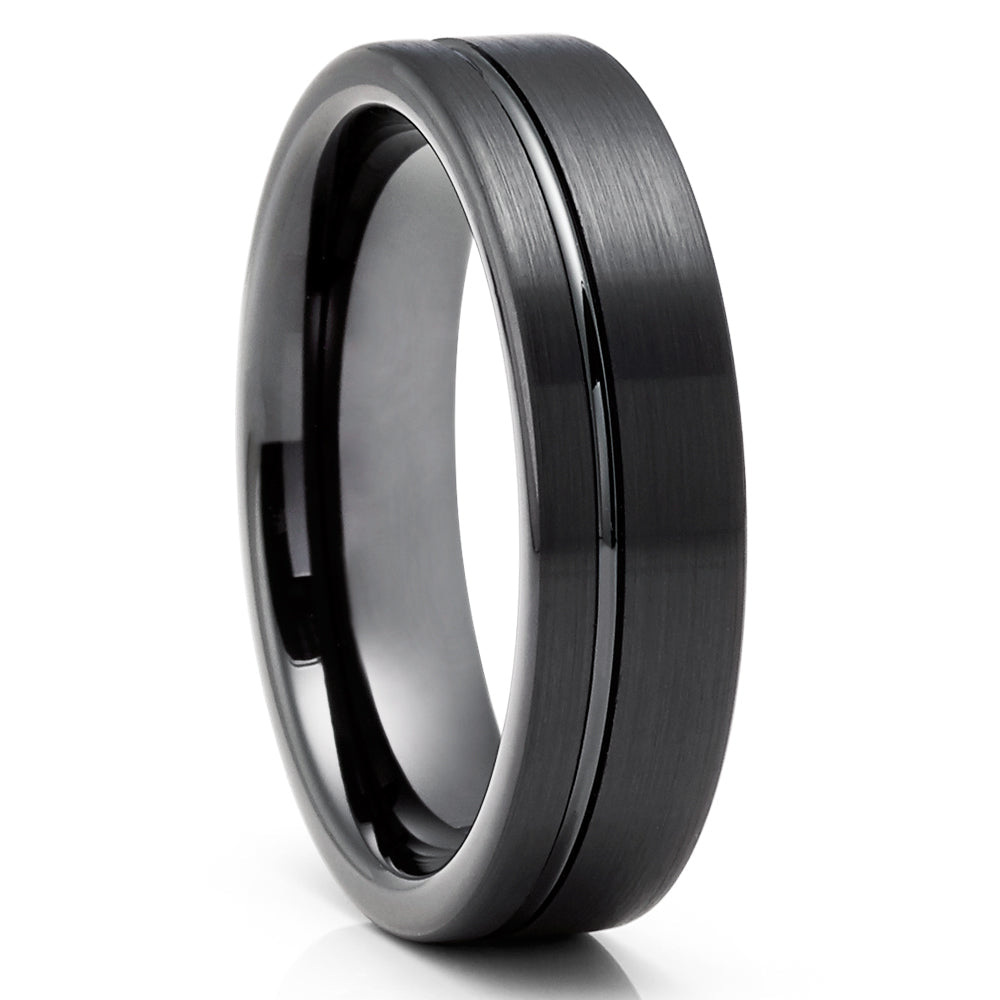 Black Tungsten Ring 6mm Wedding Ring Tungsten Wedding Ring Black Ring Image 1