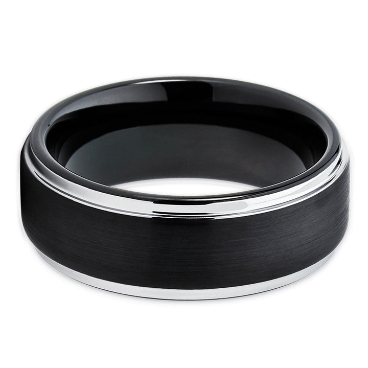 Black Tungsten Ring 8mm Wedding Ring Tungsten Carbide Ring Anniversary Ring Black Image 2