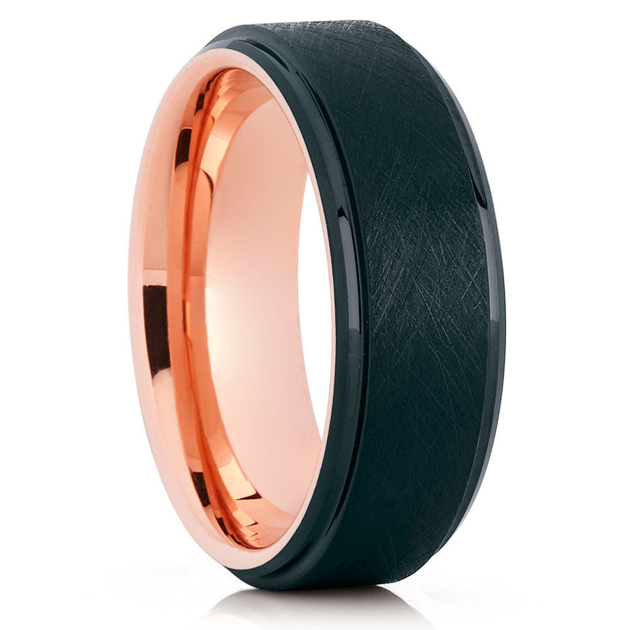Black Tungsten Ring Rose Gold Tungsten Ring Engagement Ring 8mm Ring Image 1