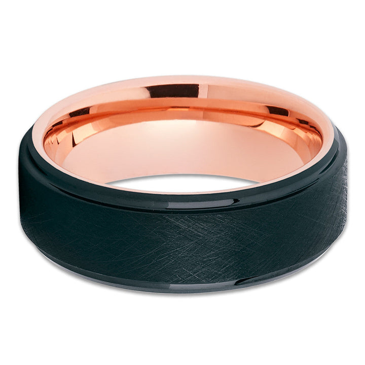 Black Tungsten Ring Rose Gold Tungsten Ring Engagement Ring 8mm Ring Image 2