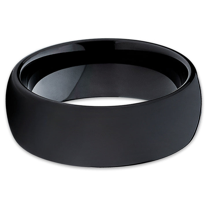 Black Tungsten Wedding Ring 8mm Matte Finish Comfort Fit Cobalt Free Jewelry Image 2