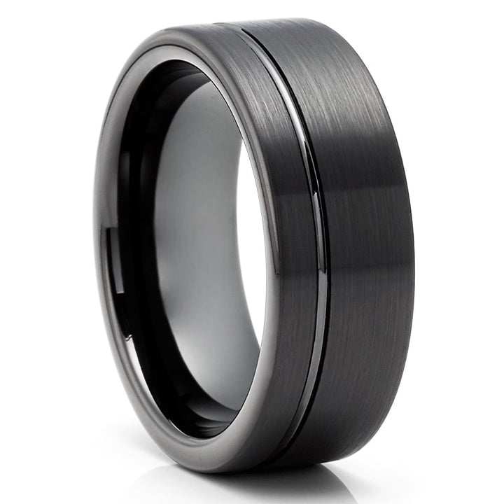 Black Tungsten Wedding Ring 8mm Comfort Fit Cobalt Free Hypoallergenic Mens Ring Image 1