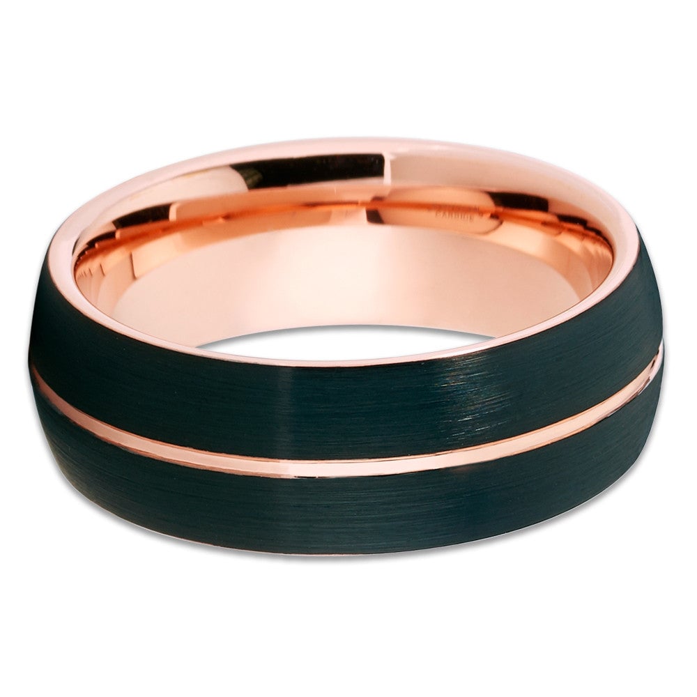 Black Tungsten Wedding Ring 8mm Rose Gold Engagement Ring Comfort Fit Hypoallergenic Image 2