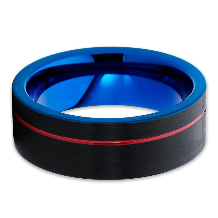 Blue Black Red Tungsten Ring 8mm Comfort Fit Wedding Anniversary Cobalt Free Image 2