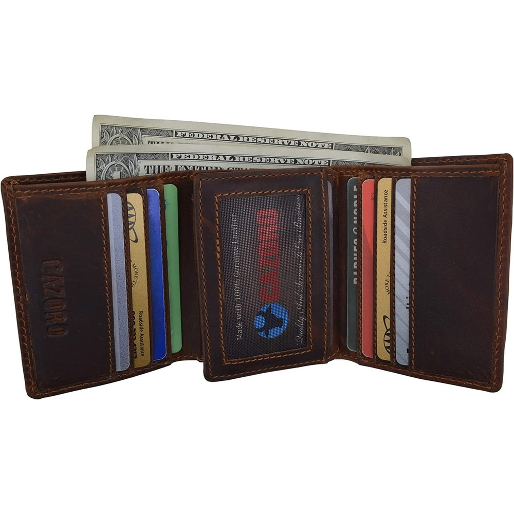 Personalized Name Initials Wallets RFID Blocking Mens Classic Trifold Vintage Leather Credit Card ID Wallet Image 2