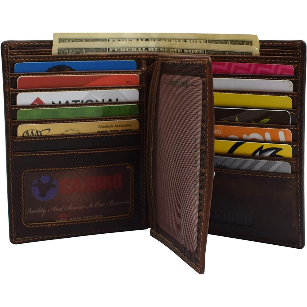 Personalized RFID Blocking Bifold Hipster Multi Credit Card ID Holder Wallet Vintage Leather Image 2