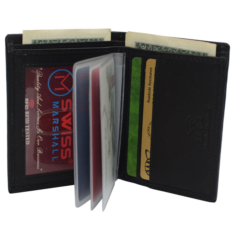 Men rfid safe minimalist front pocket wallet leather thin card case Image 1