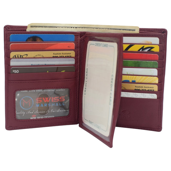 Napa Leather Hipster Bifold Wallet for Men With ID Window and RFID Blocking Image 1