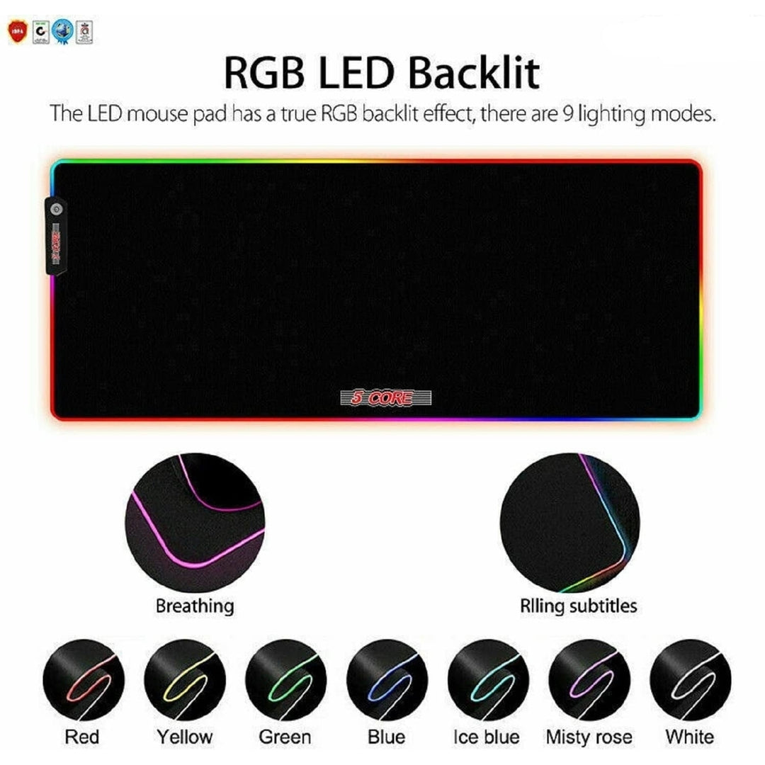 LARGE RGB LED Extra Large Soft Gaming Mouse Pad Oversized Glowing 31.5x11.8 inch Image 3