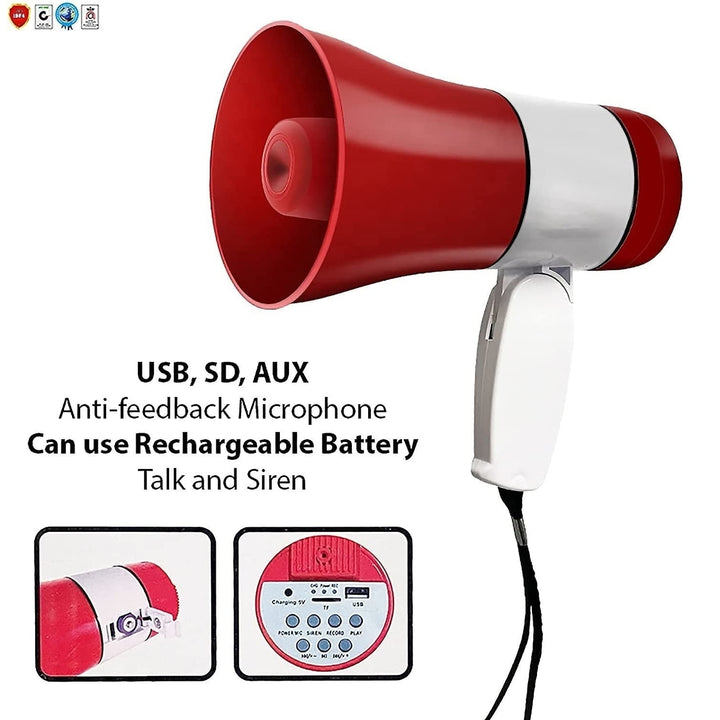 Great Megaphone Handheld Bullhorn Cheer Loudspeaker Bull Horn Speaker Megaphono Siren Sling Strap Portable Image 2