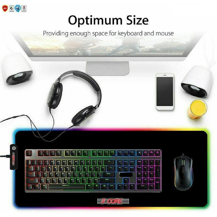 LARGE RGB LED Extra Large Soft Gaming Mouse Pad Oversized Glowing 31.5x11.8 inch Image 4